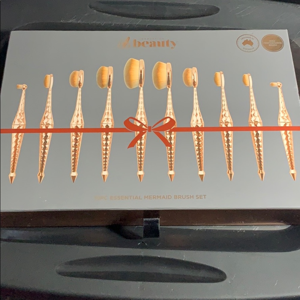 10 piece oval makeup brush set